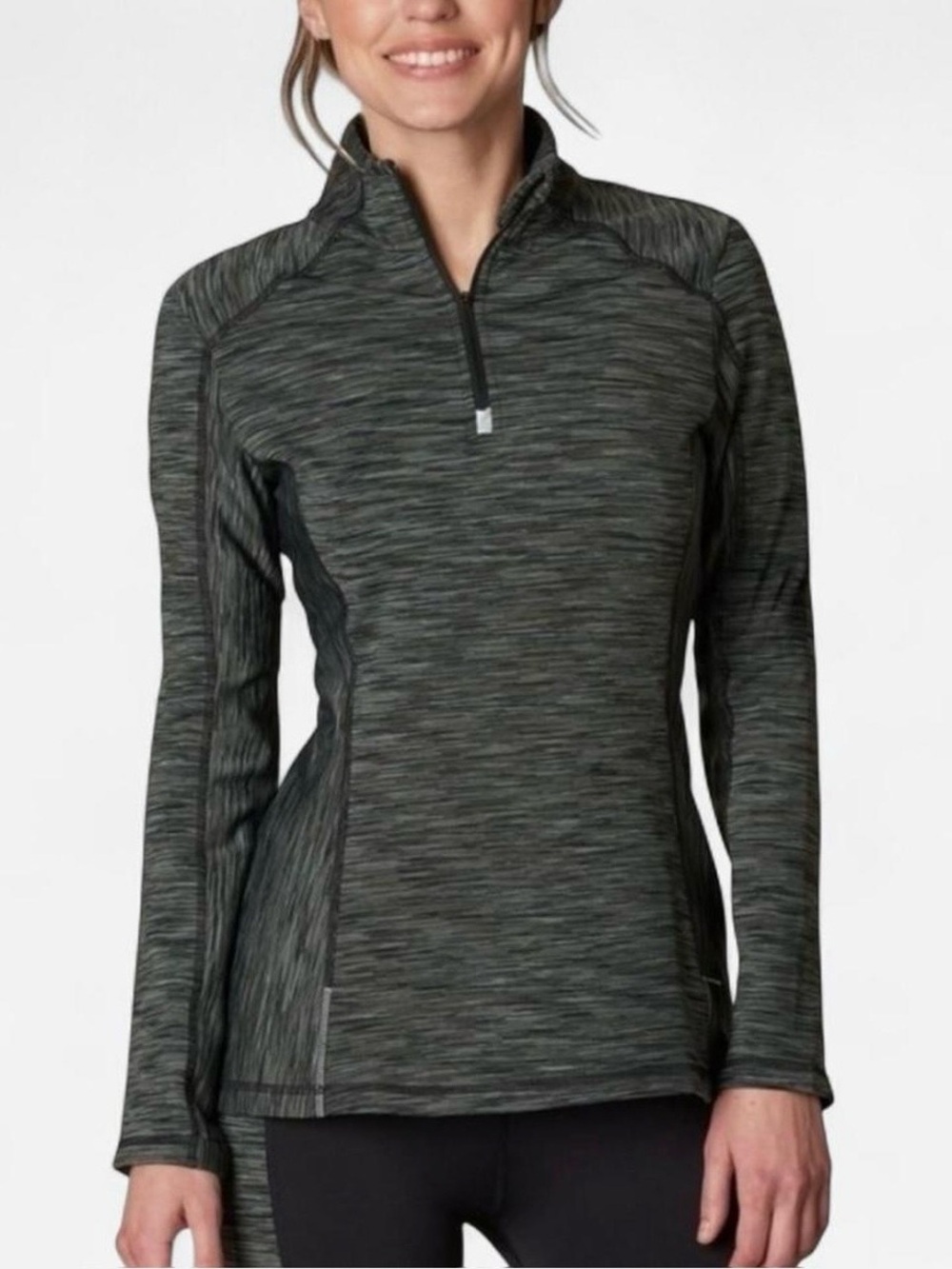 prAna Gray Black White Quarter-Zip Performance Pullover Long Sleeve Women’s XS